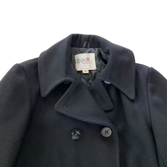 VTG Fox Knapp Mens 36 Black Peacoat Anchor Buttons Quilted Lined Double Breasted - Picture 4 of 13